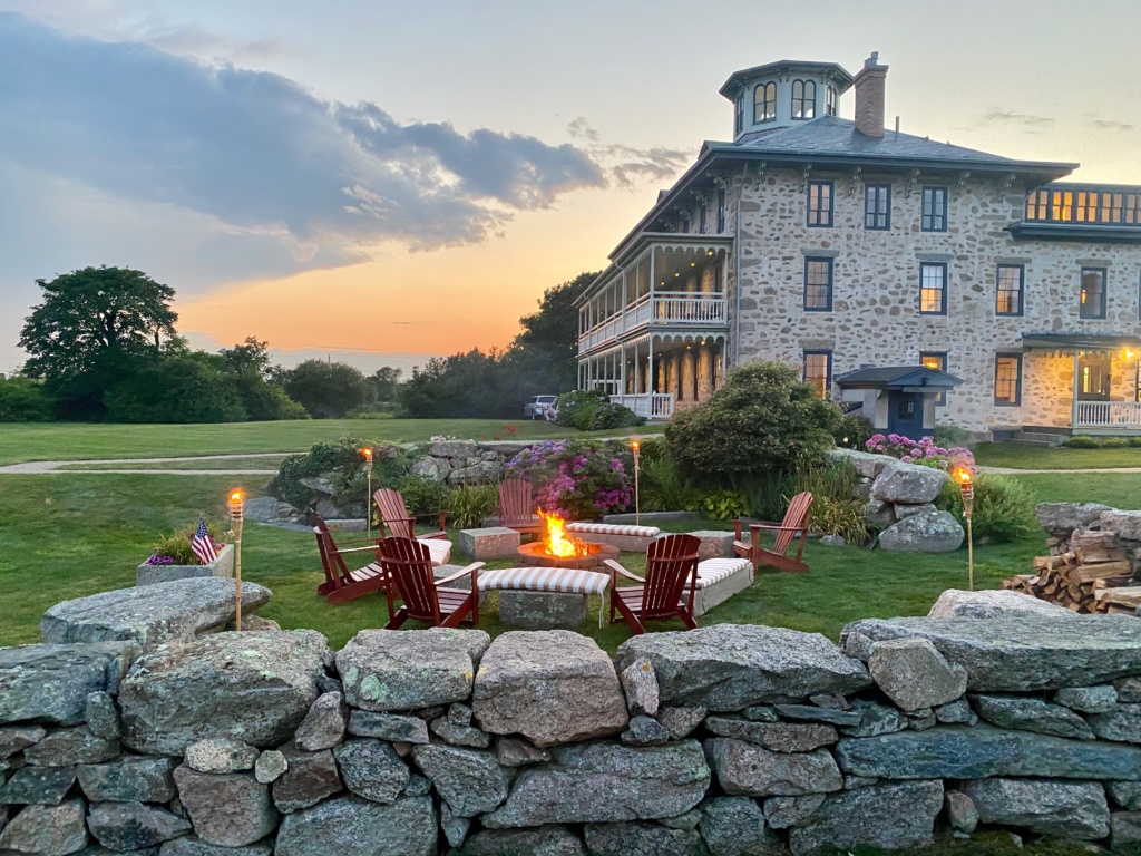 Outdoor fire pit at Stone House Inn in Little Compton, RI.